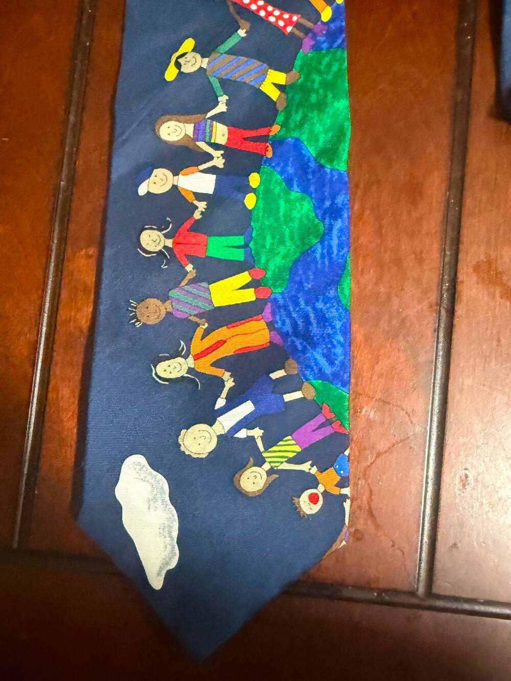 Save the Children Collection Save Our Earth by Whitney Age 8 Silk Necktie Blue - Picture 4 of 6
